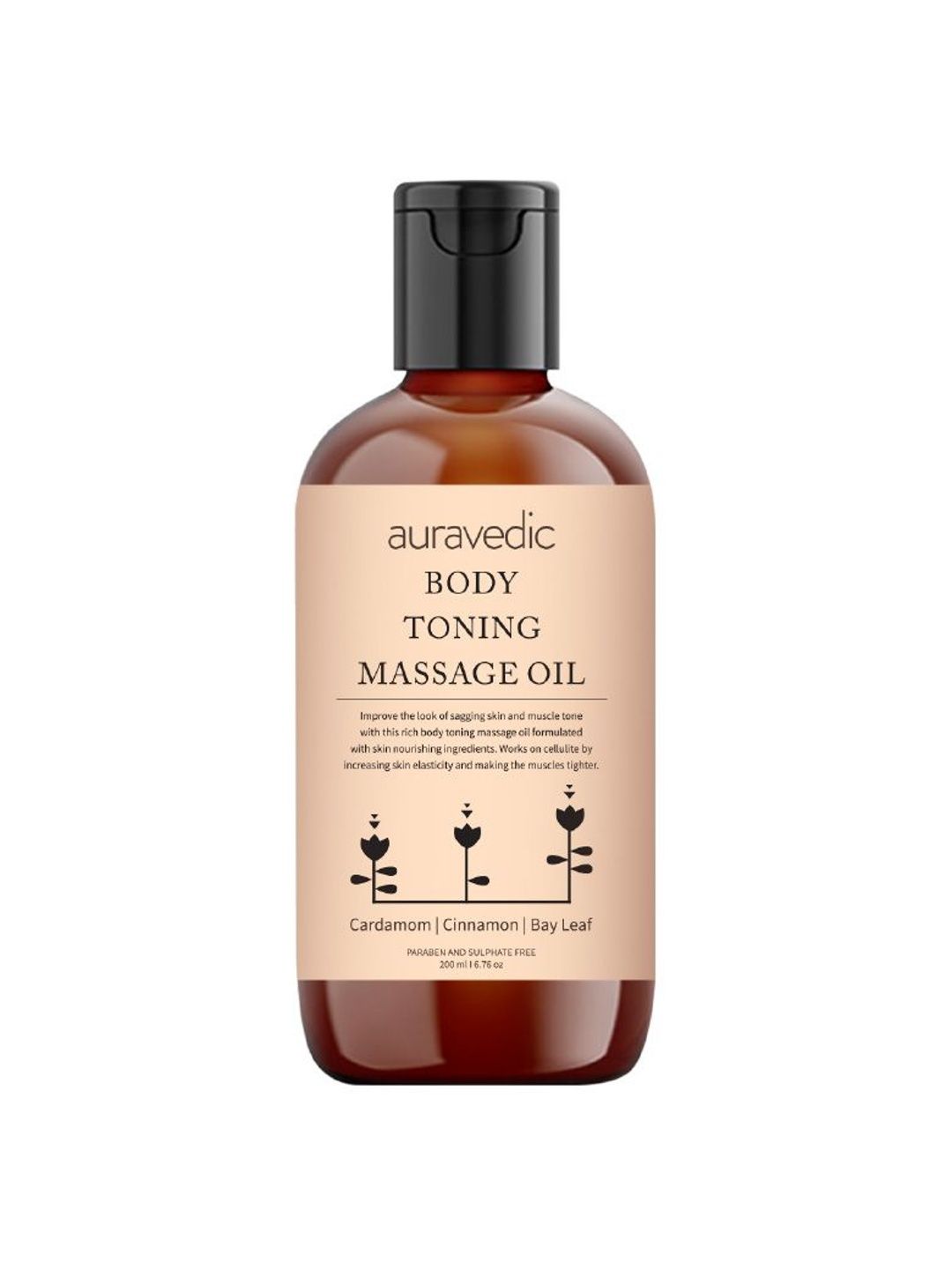 Auravedic Paraben Fee Body Toning Massage Oil with Cardamom & Cinnamon - 200 ml