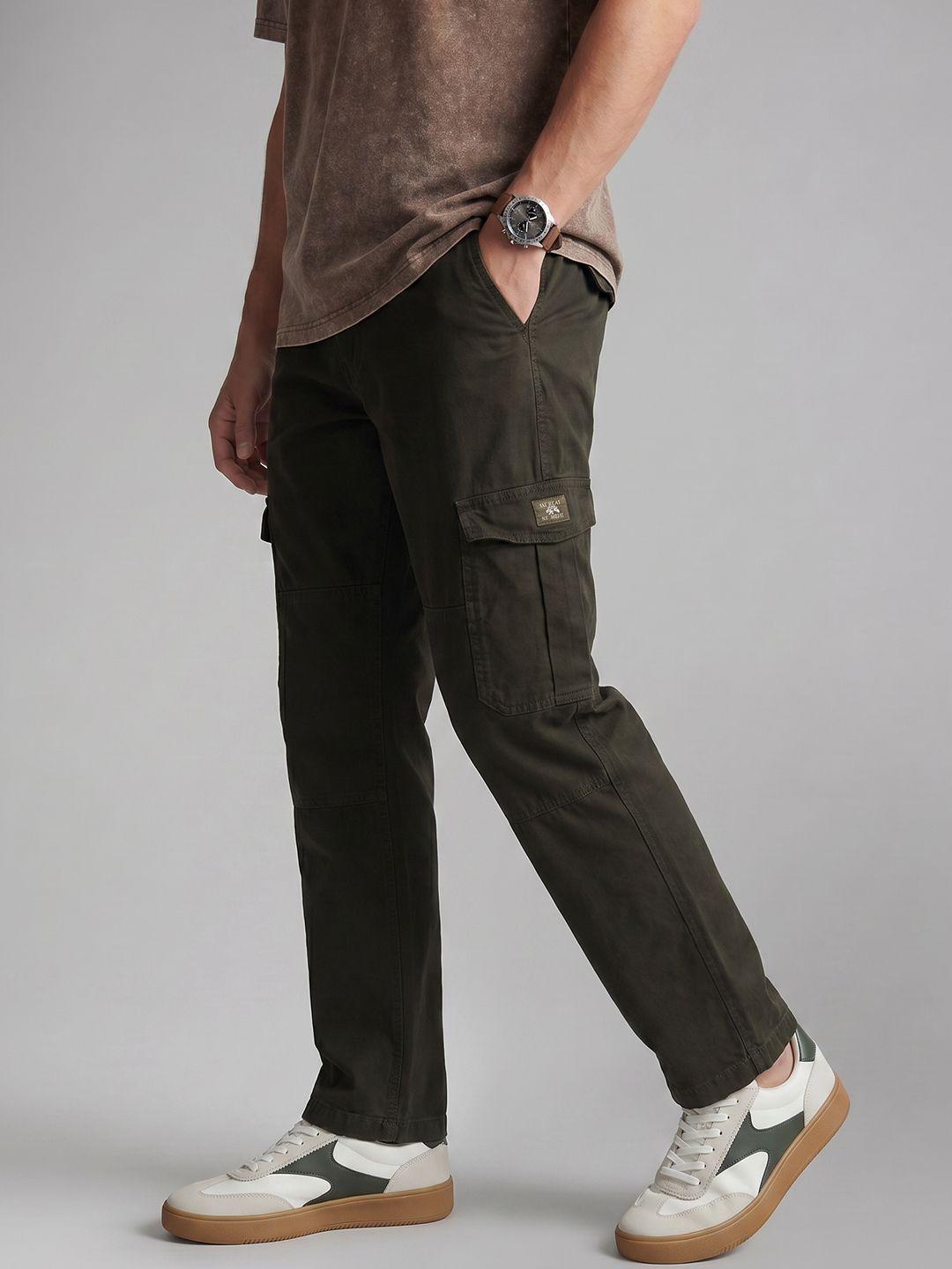 U.S. Polo Assn. Denim Co. Men Harold Slim Straight Fit Pure Cotton Cargo Trousers