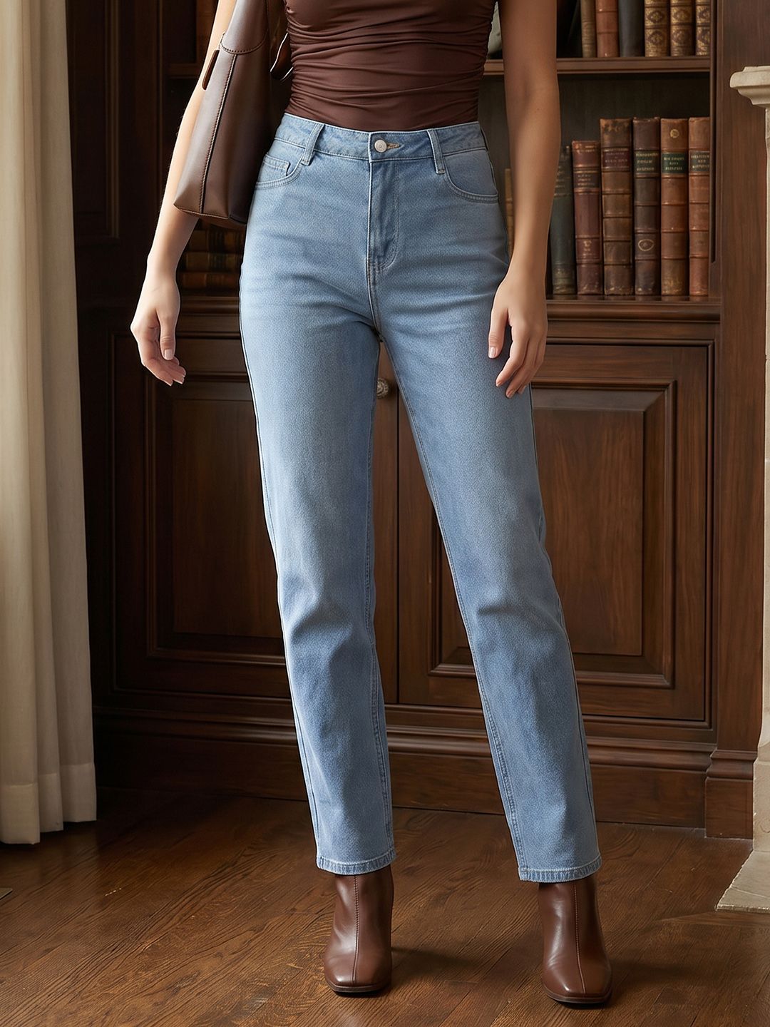 all about you Women Slim Fit High-Rise Light Faded Stretchable Jeans