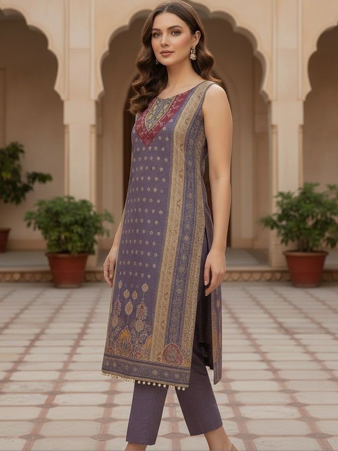 S.K.C Women Ethnic Motifs Printed Regular Kurta with Trousers & With Dupatta