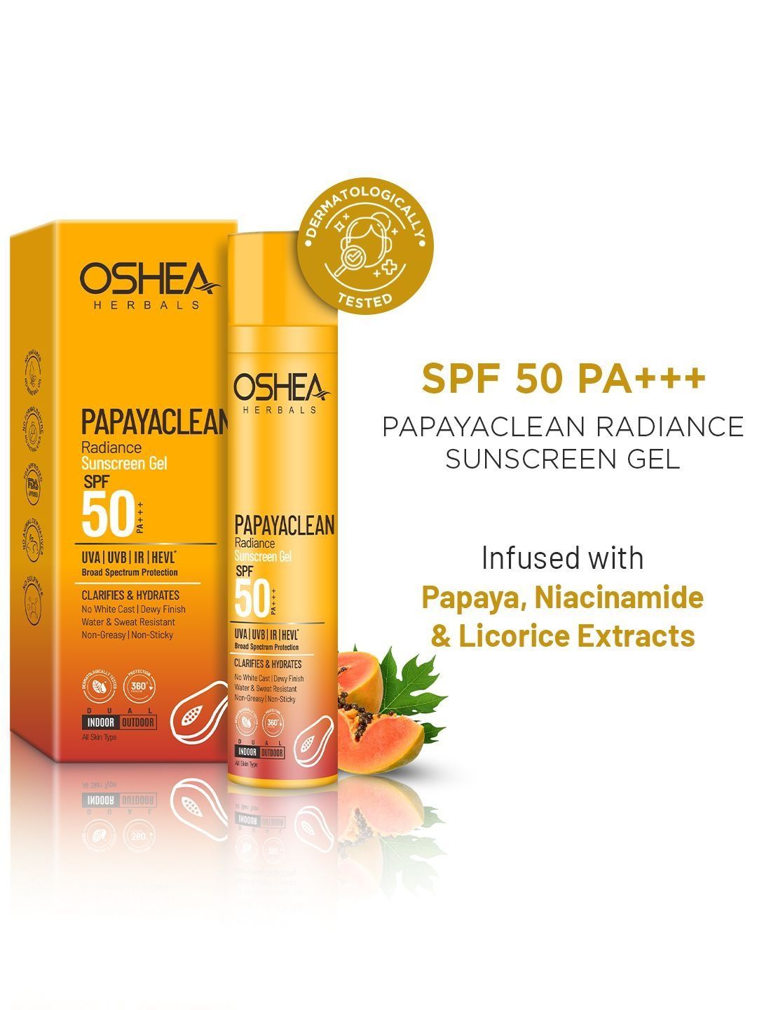 Buy Oshea Herbals Papayaclean Radiance Sunscreen Gel SPF50 PA+++   50 Ml -  - Personal Care for Unisex