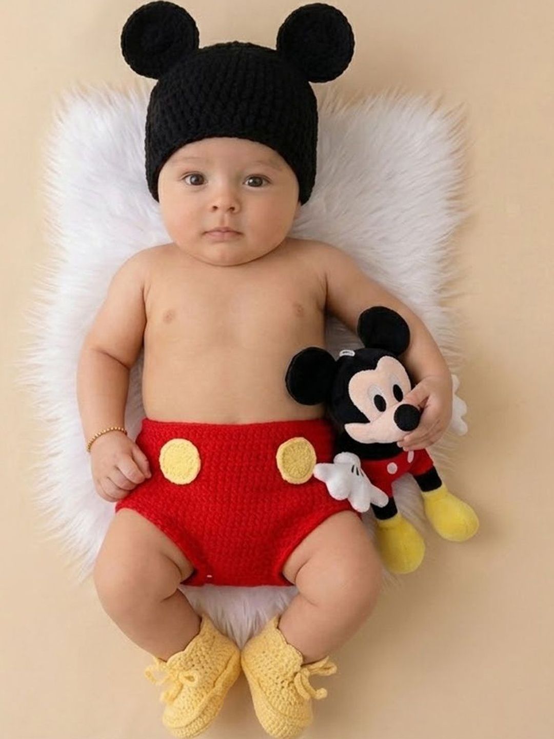 Buy Babymoon Black & Red Mickey Mouse Baby Photoshoot Outfit -  - Accessories for Unisex Kids
