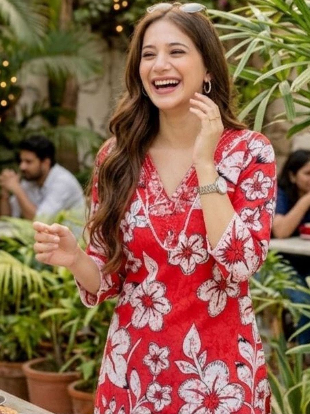 Pjyot by surhi Women Floral Printed Thread Work Floral Kurta