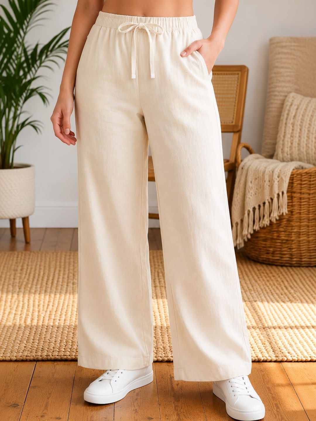 Women Knitted Linen Palazzos