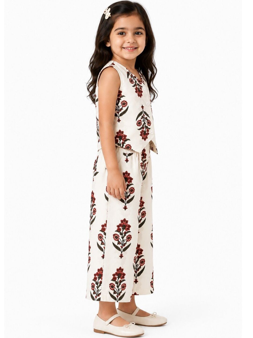 Girls Floral Printed Regular Pure Cotton Top with Palazzos 3