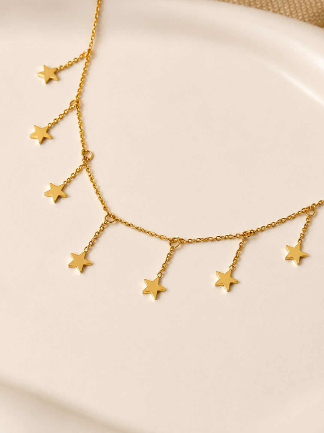 DIVING SWAN Women 18K Thick Gold Plated Tara Star Charm Chain Bracelet