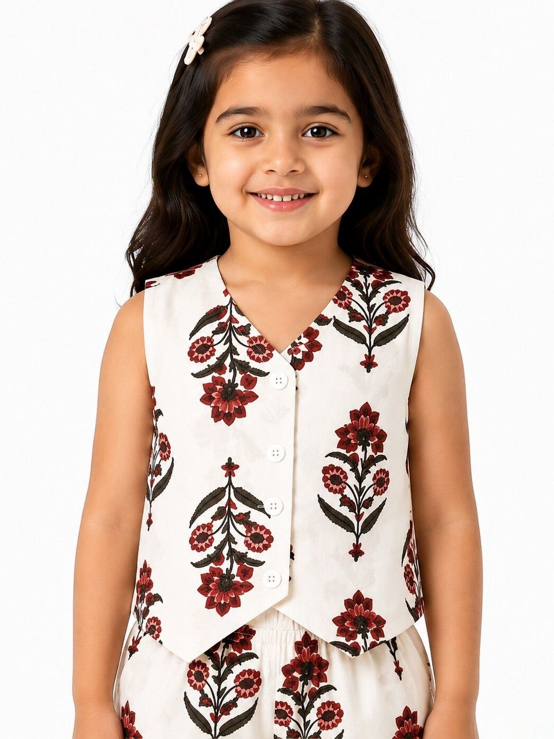 Girls Floral Printed Regular Pure Cotton Top with Palazzos 4