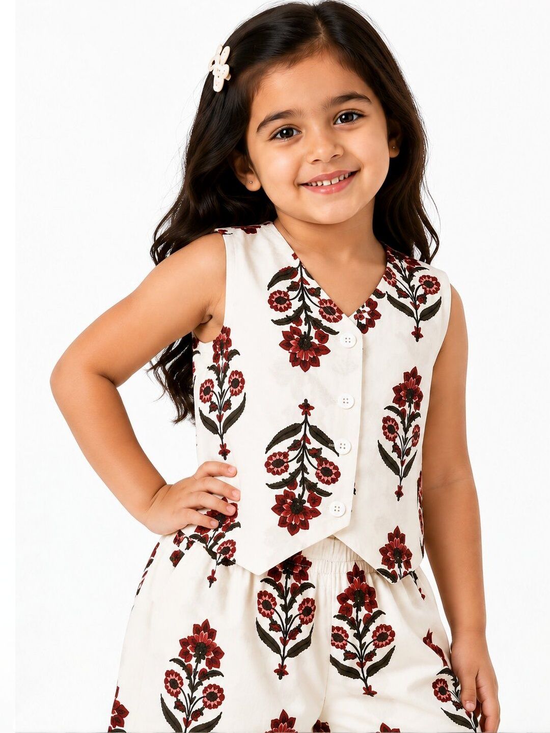 Girls Floral Printed Regular Pure Cotton Top with Palazzos 5