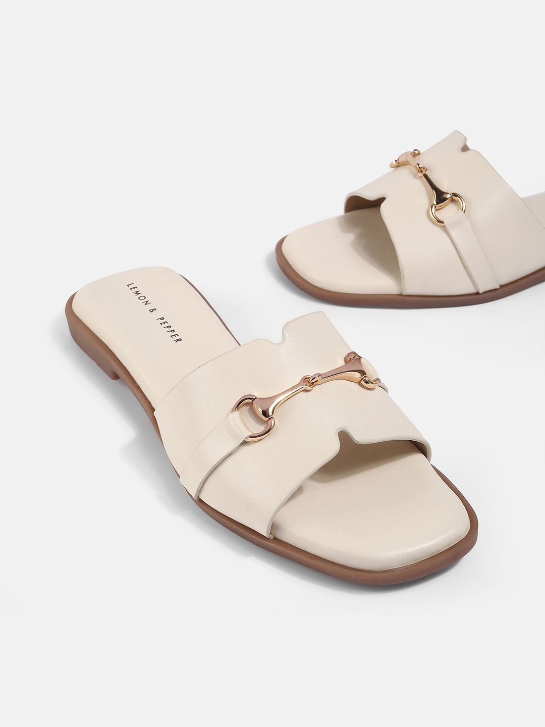 LEMON & PEPPER Women Western - Embellished Open Toe Flats