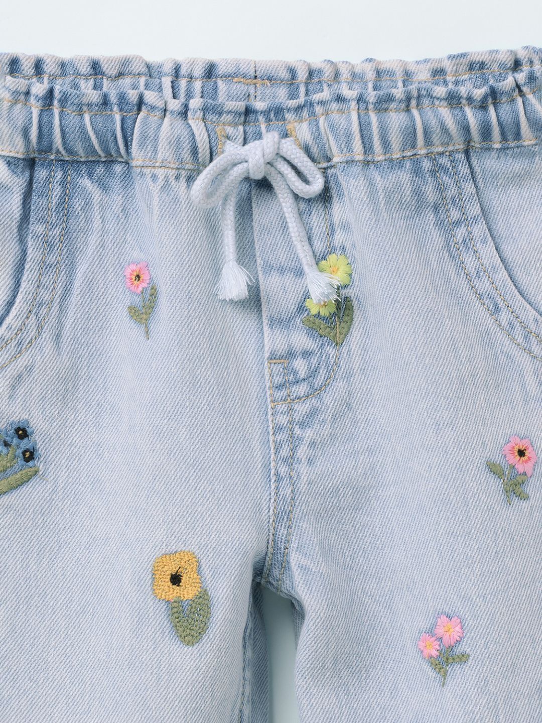 Girls Relaxed Fit Mid-Rise Embroidered Jeans 3
