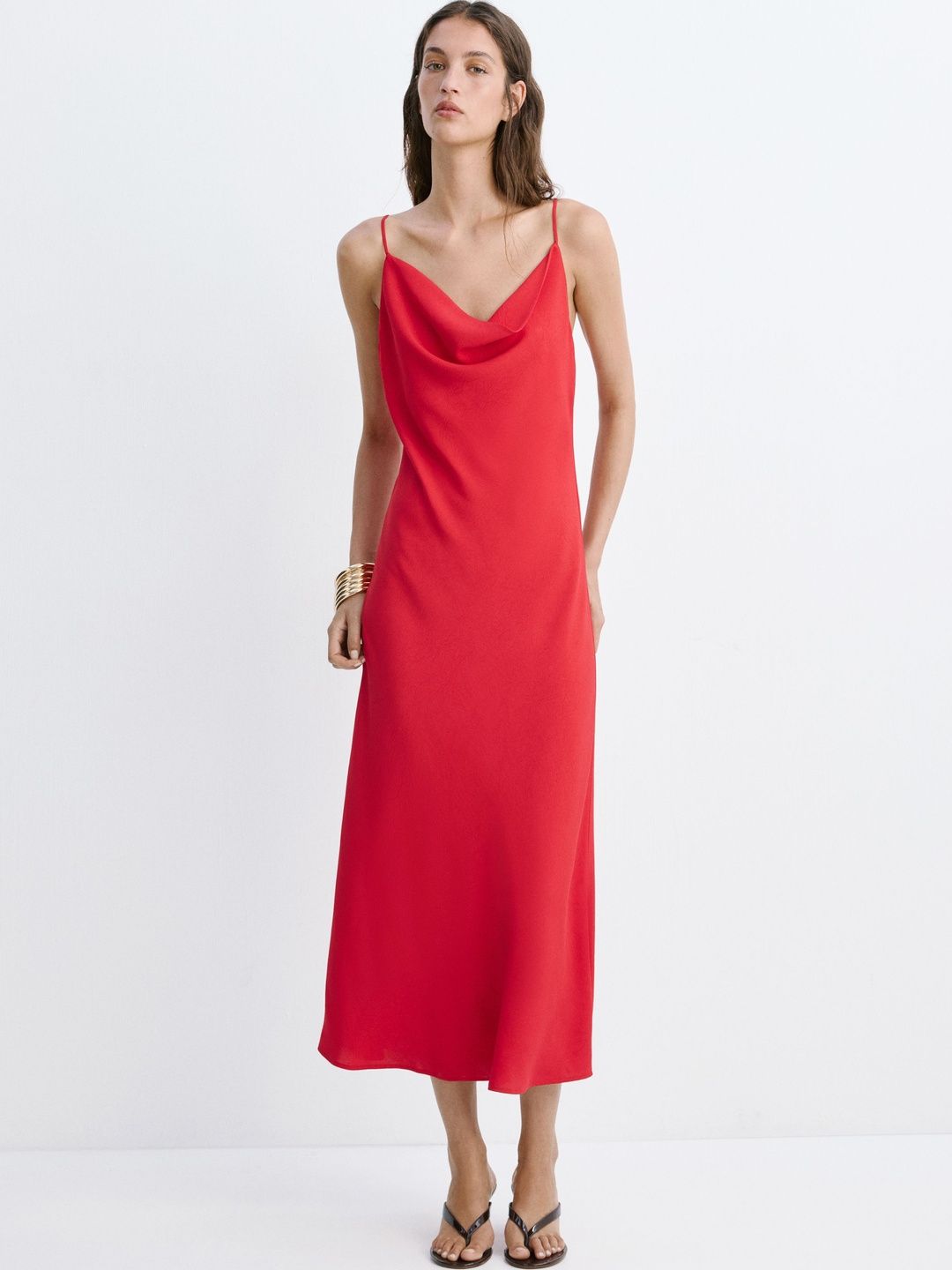 MANGO Cowl Neck Maxi Midi Dress