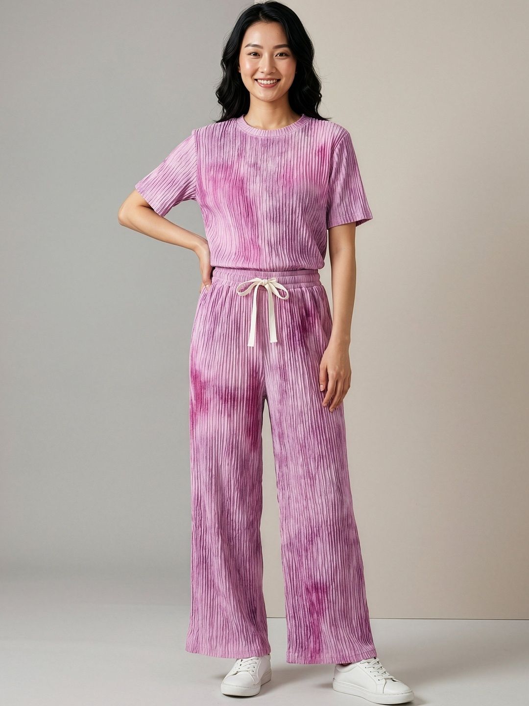 Buy Lugo  Women Babypink Solid Top With Trouser Co Ord Set -  - Apparel for Women