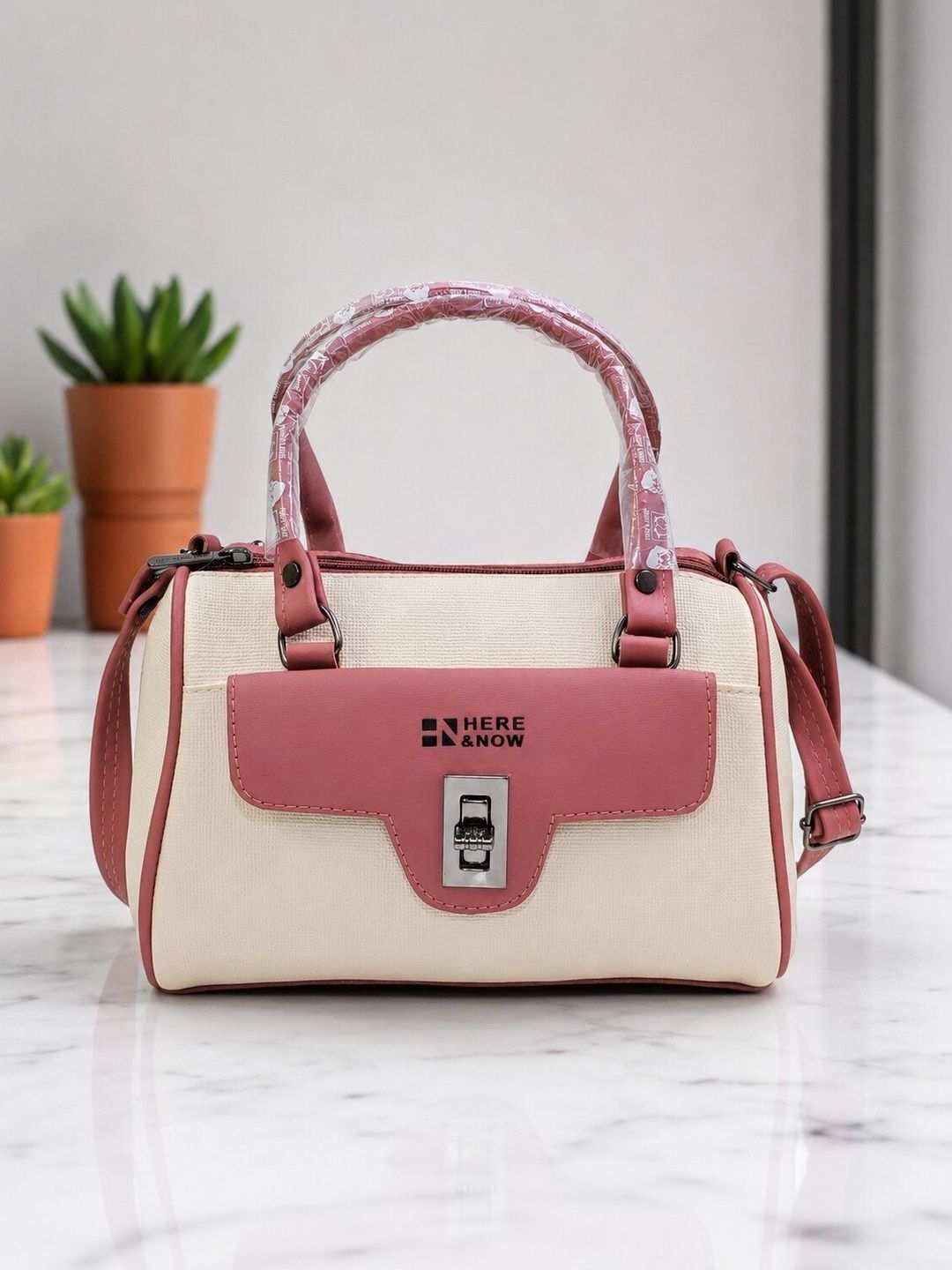 HERE&NOW Colourblocked PU Handheld Bag
