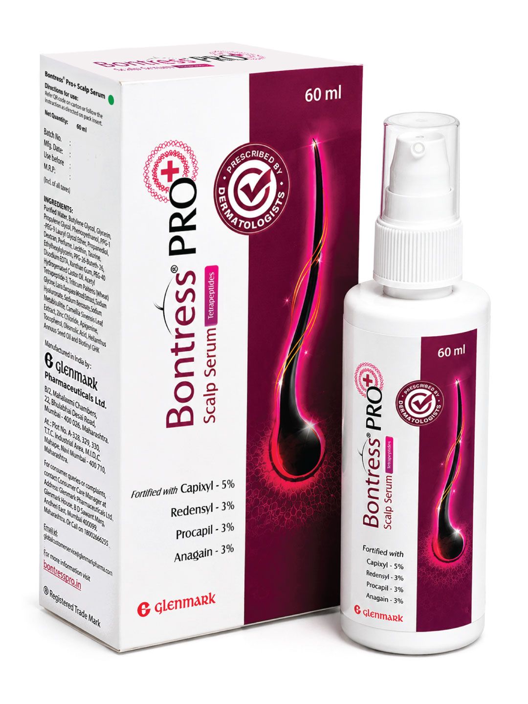 Bontress Pro+ Scalp Serum Fortified with Redensyl Procapil Capixyl & Anagain - 60 ml