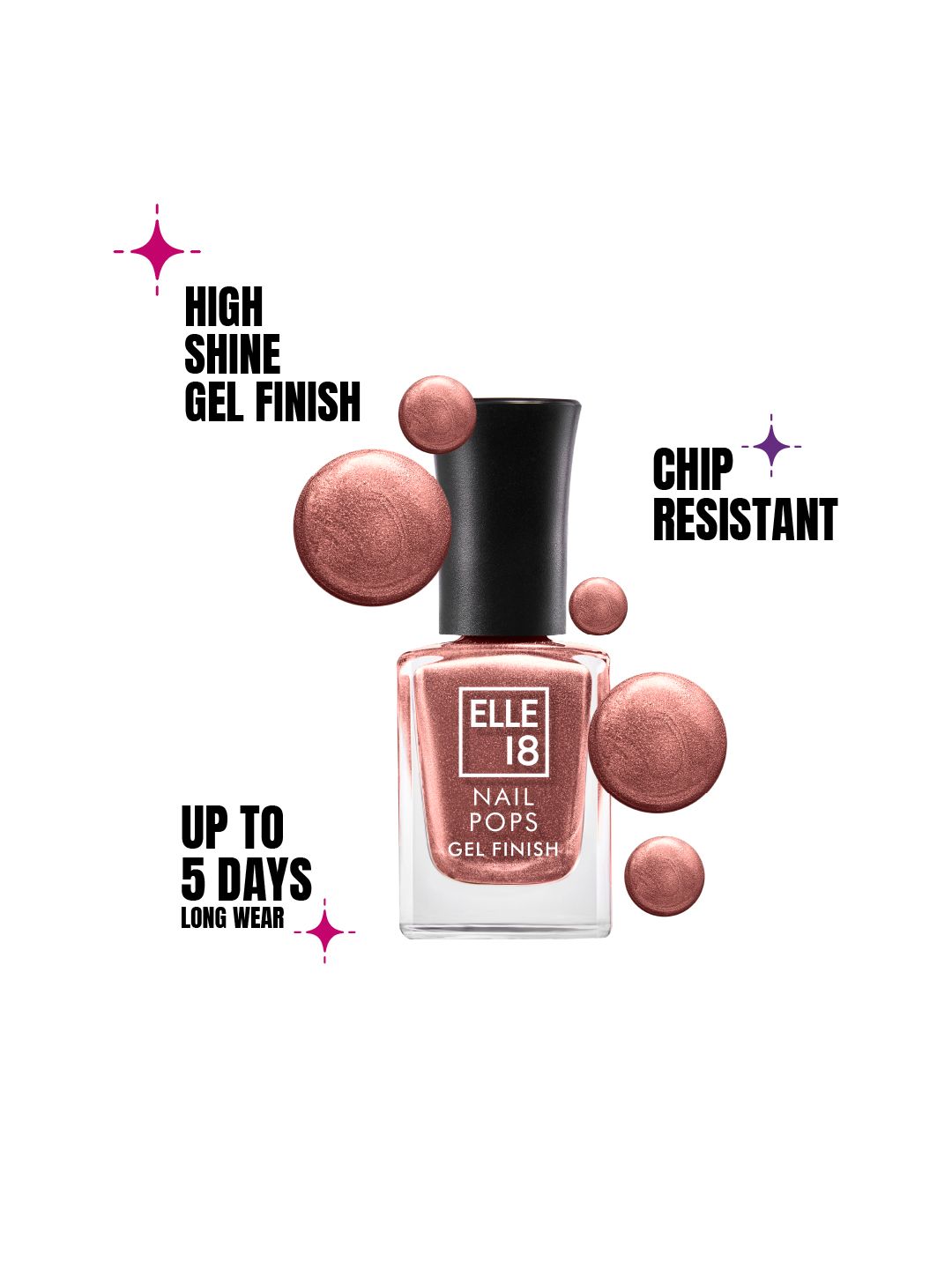 ELLE 18 Gel Finish Long Lasting Chip Resistant Nail Pops 10ml - G1
