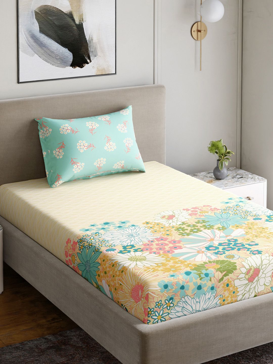 Buy Home Ecstasy Unisex Sea Green Cotton Bedsheets 150 X 220 Cm -  - Home for Unisex