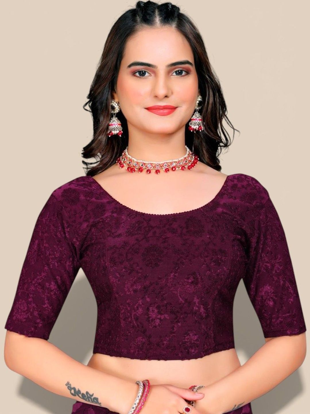 MRSWEARS Woven Design Saree Blouse