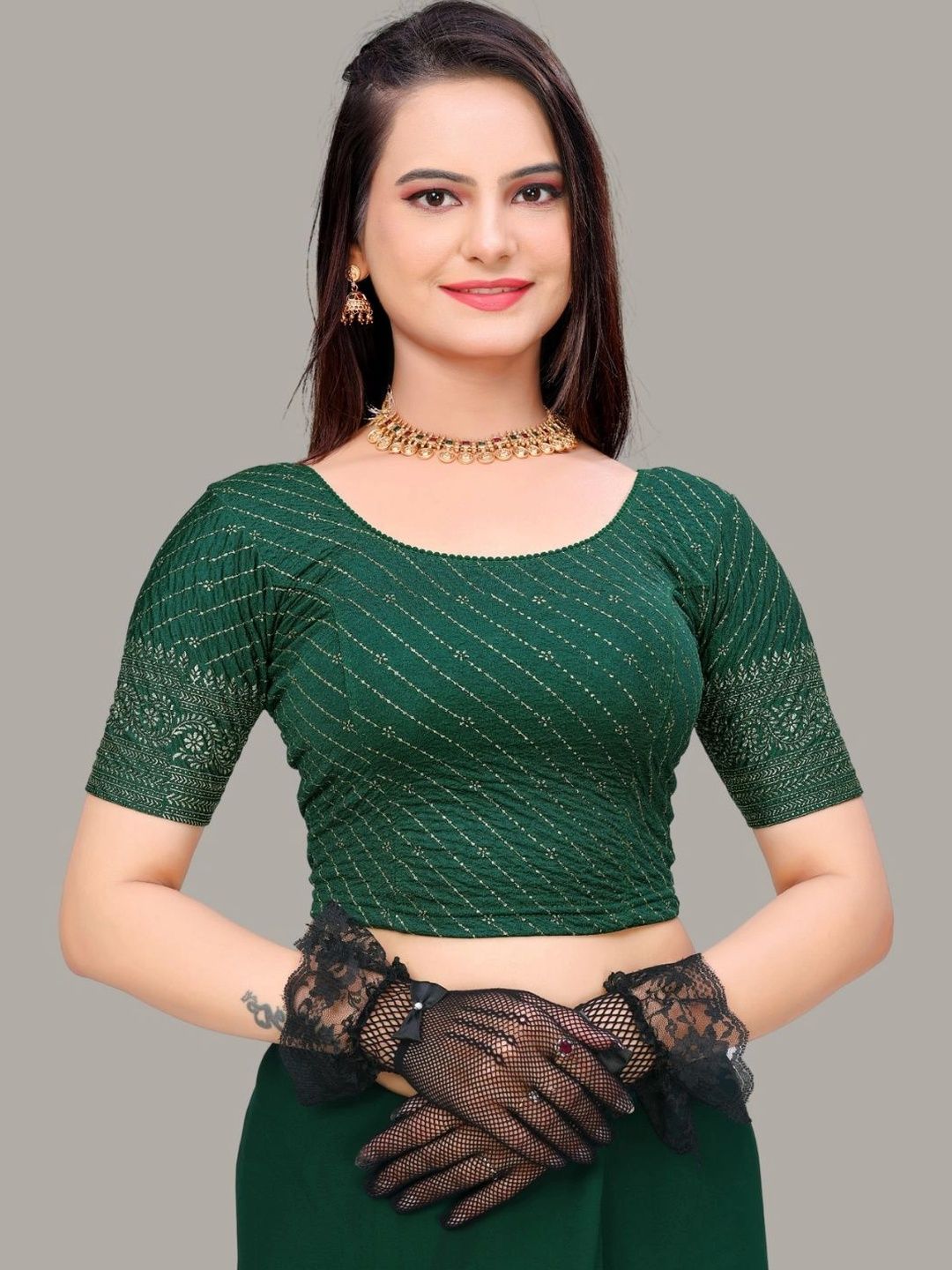 MRSWEARS Embellished Zari Saree Blouse