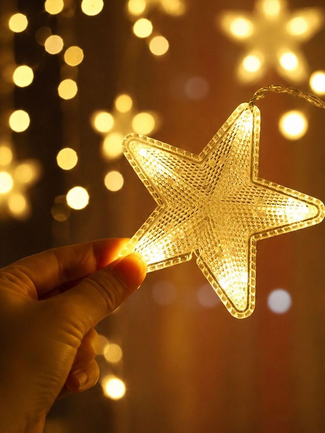 EarthCraft Transparent & White Star Triangle String Lights