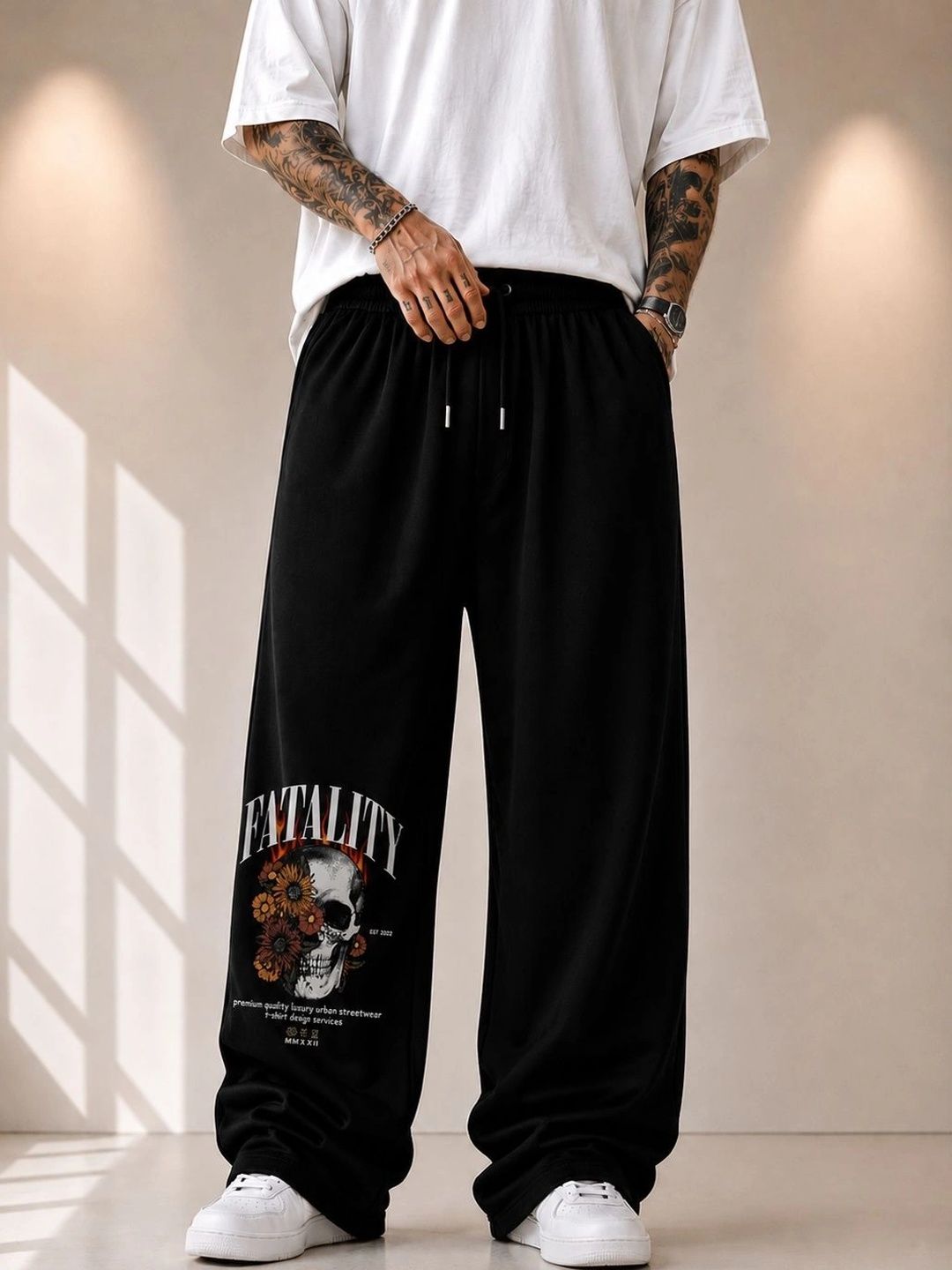 WEVOK WEAR Men Relaxed Fit Graphic Print Track Pants