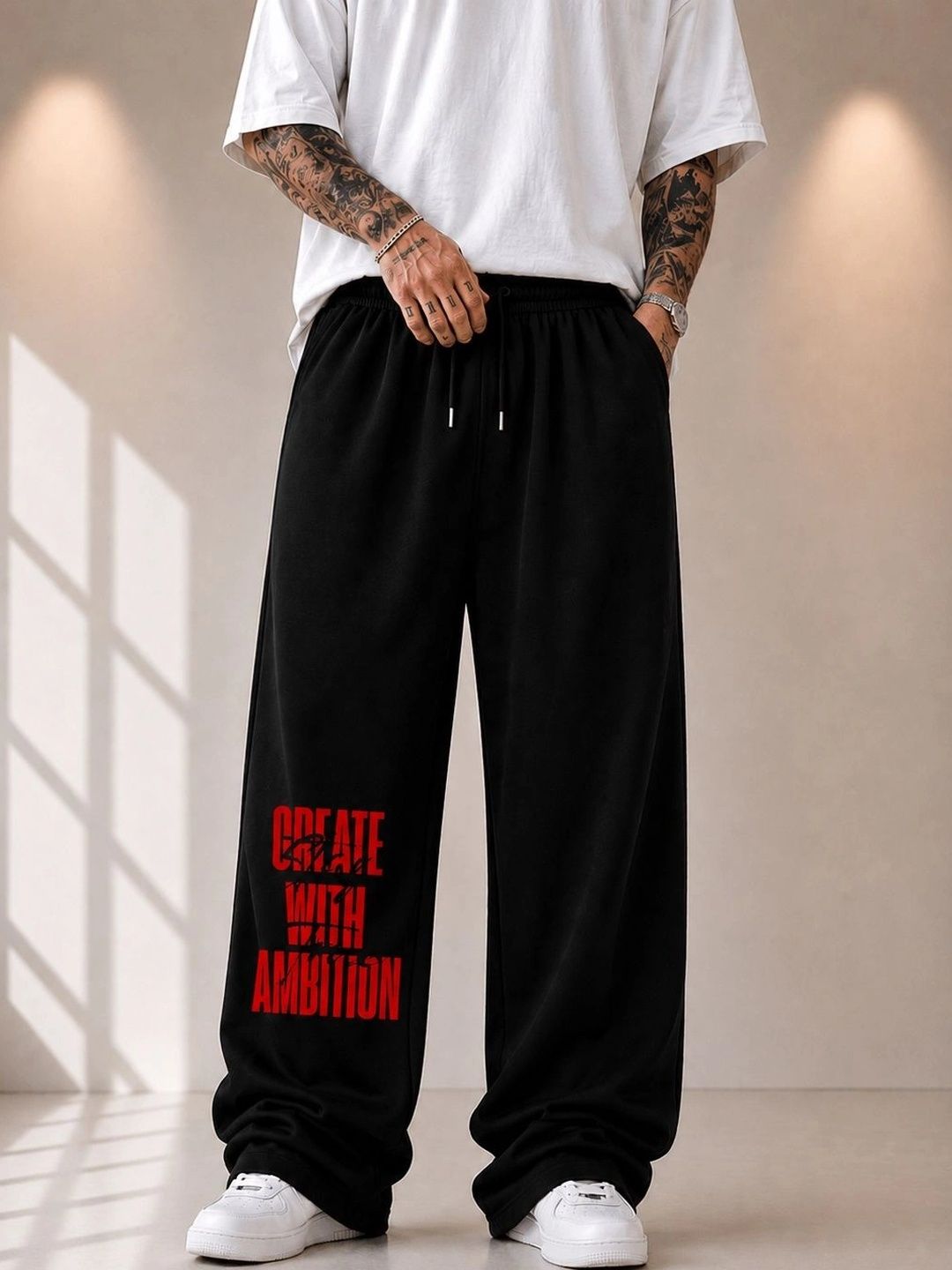WEVOK WEAR Men Relaxed Fit Typography Training Joggers