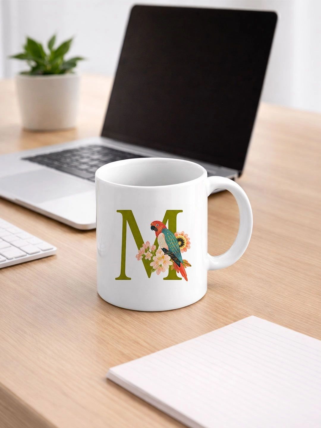 EarthCraft White Printed Ceramic Glossy Mugs Set of Cups and Mugs