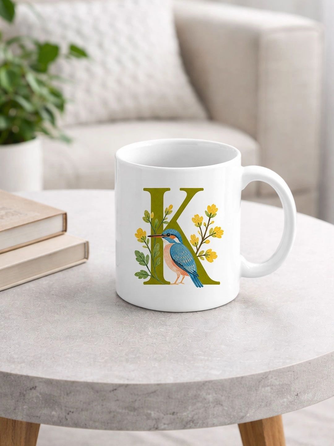 EarthCraft White Natural Elements Printed Ceramic Glossy Mugs Set of Cups and Mugs