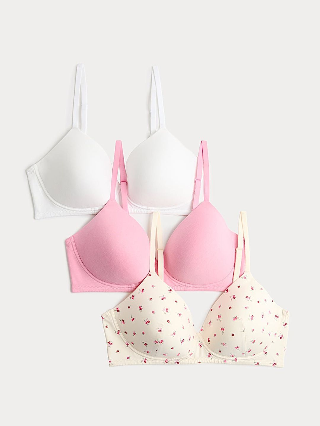 Marks & Spencer 3pk Cotton Non Wired Full Cup T-Shirt Bra