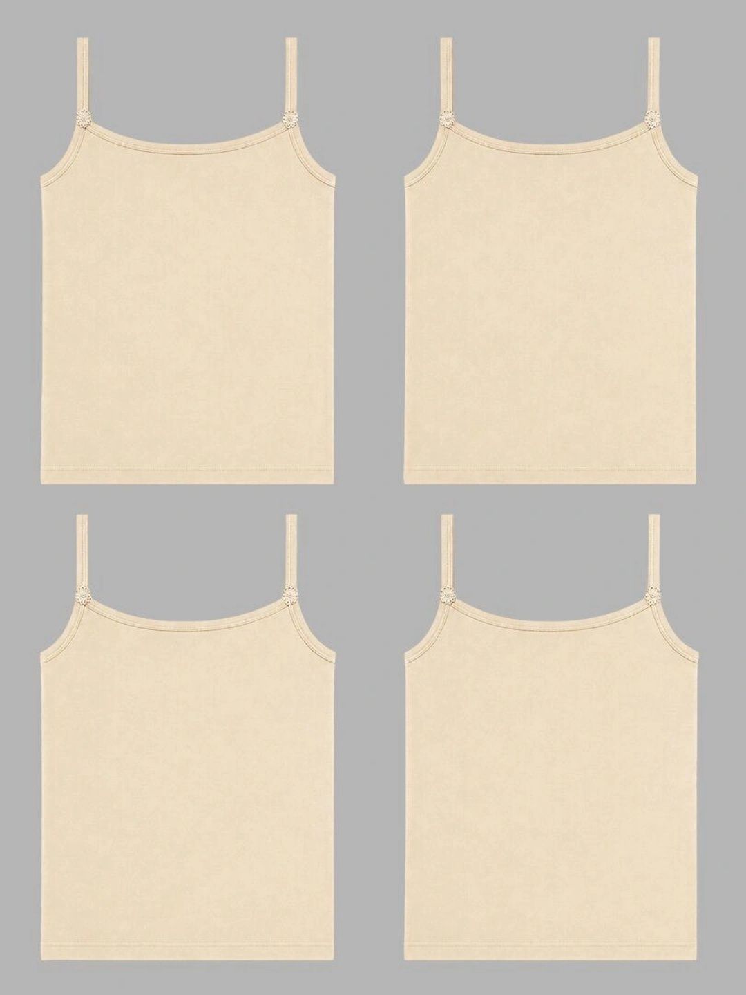 DYCA Girls Pack Of 4 Non Padded Sleeveless Cotton Camisoles