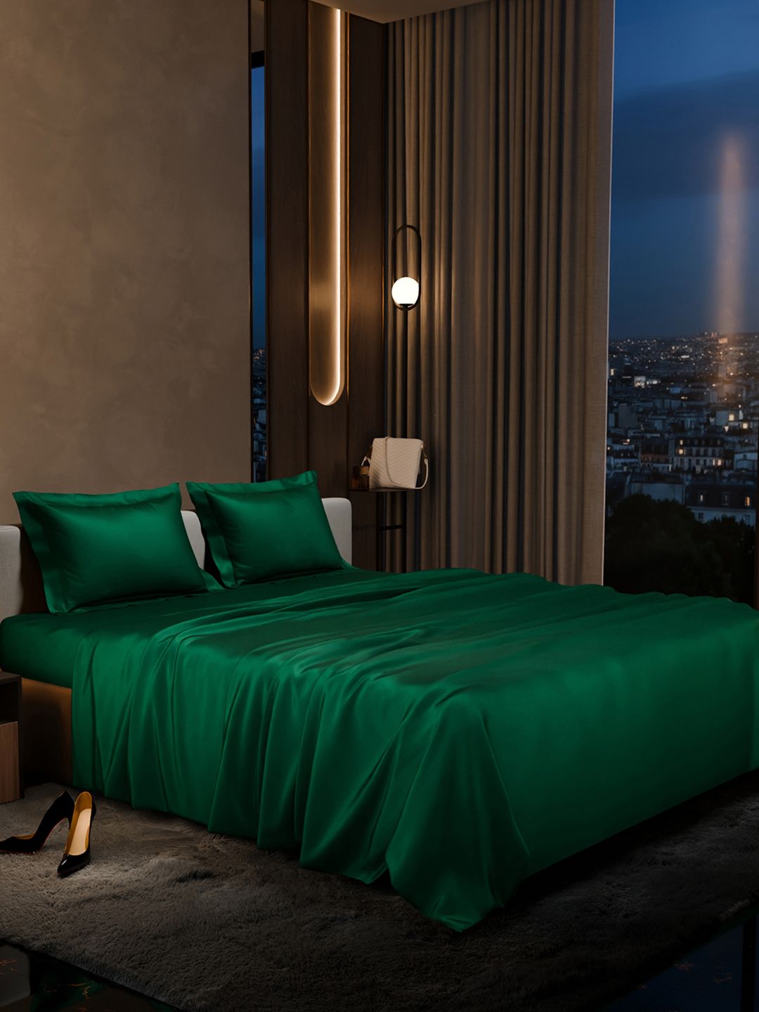 Stoa Paris Date Night Collection Polyester 300 TC King Fine Bedsheet-108 x 90 inches