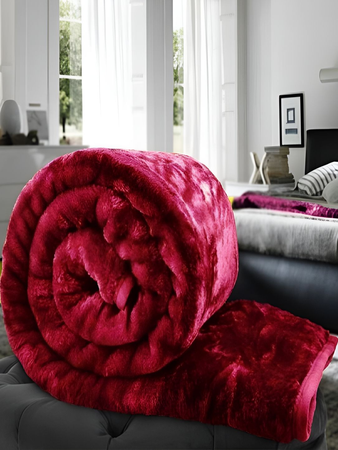 Comfowell Peach-Coloured Floral Heavy Winter 500 GSM Single Bed Blanket