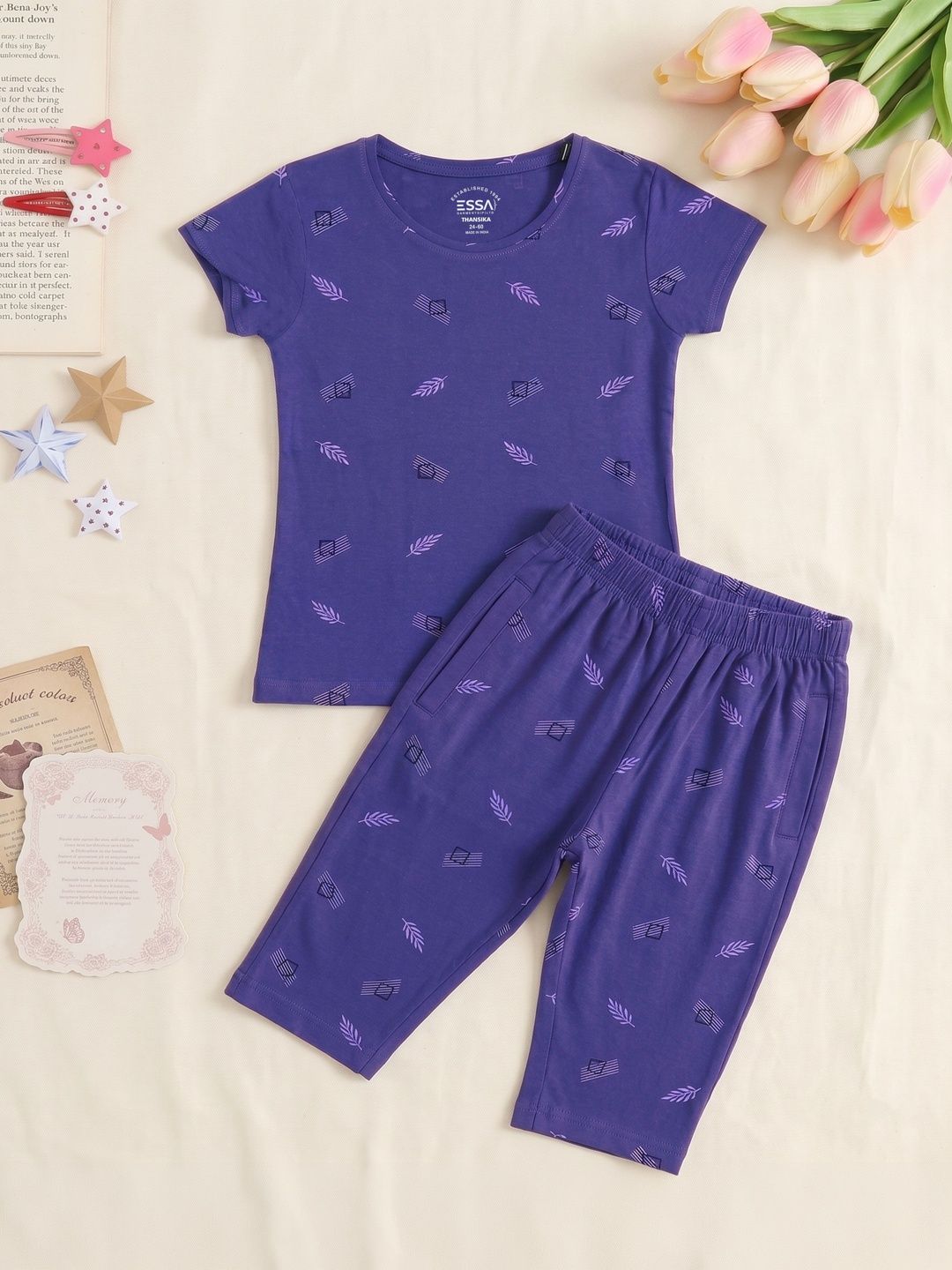 Buy ESSA Girls Printed T Shirt With Capris -  - Apparel for Girls