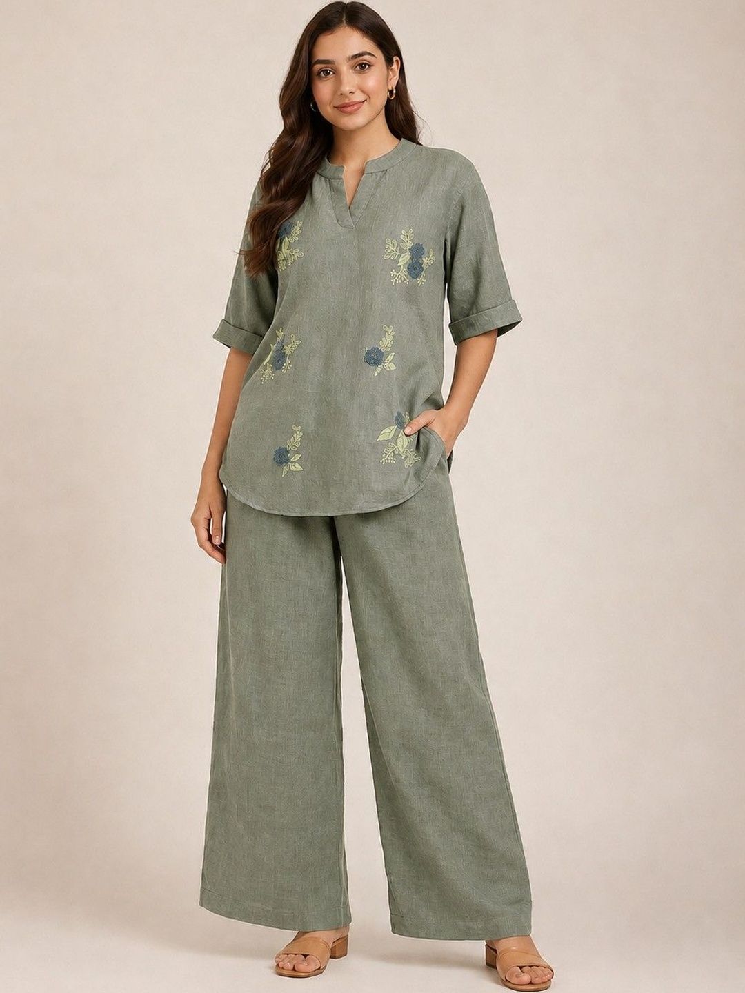 MAKHHI WEAR YOUR VIBE Embroidered Tunic with Palazzos