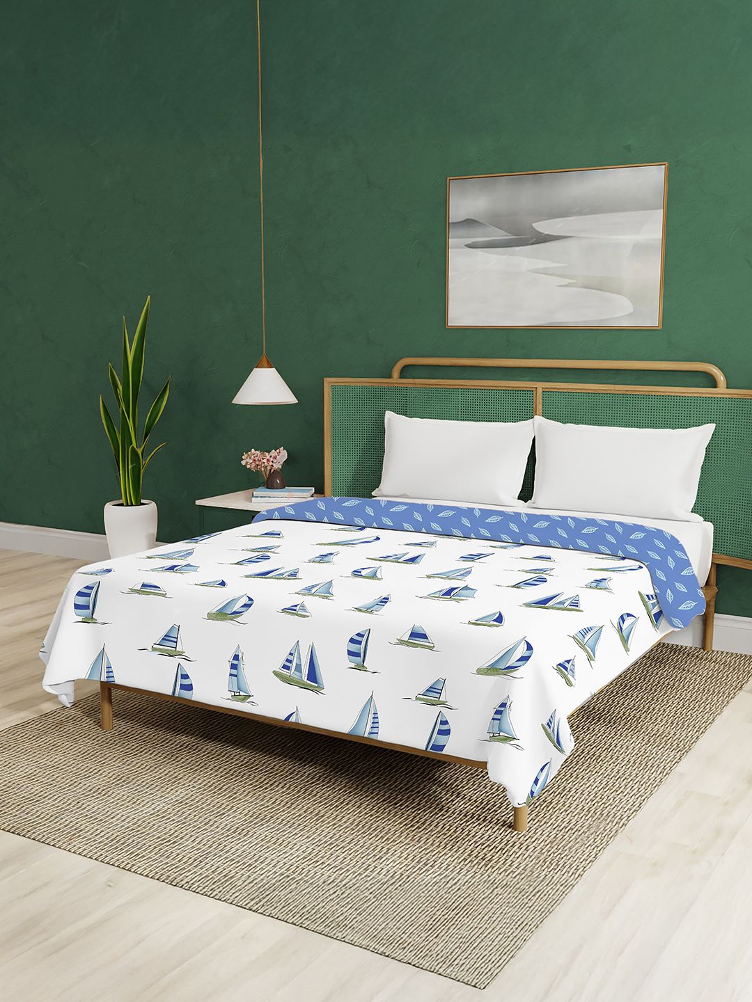Blue & White Ac Room Double Bed Dohar