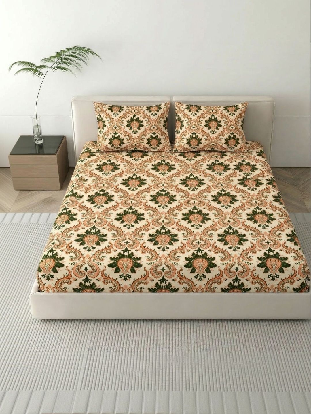 Buy MAFATLAL Cream Coloured 140 TC Bedsheet With 2 Pillow Covers -  - Home for Unisex