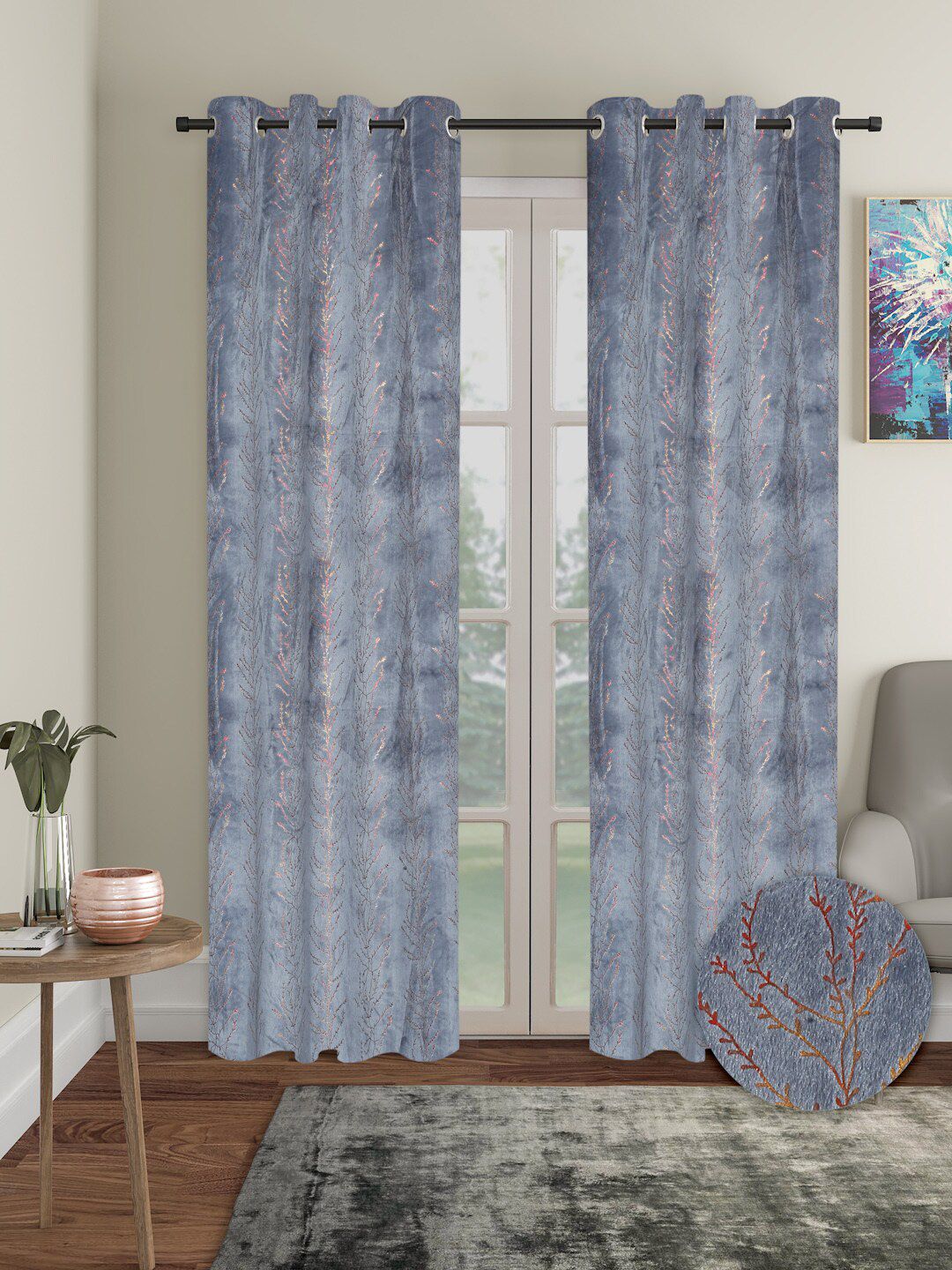 Buy Aura Rose 2 Pieces Velvet Out Door Curtains -  - Home for Unisex