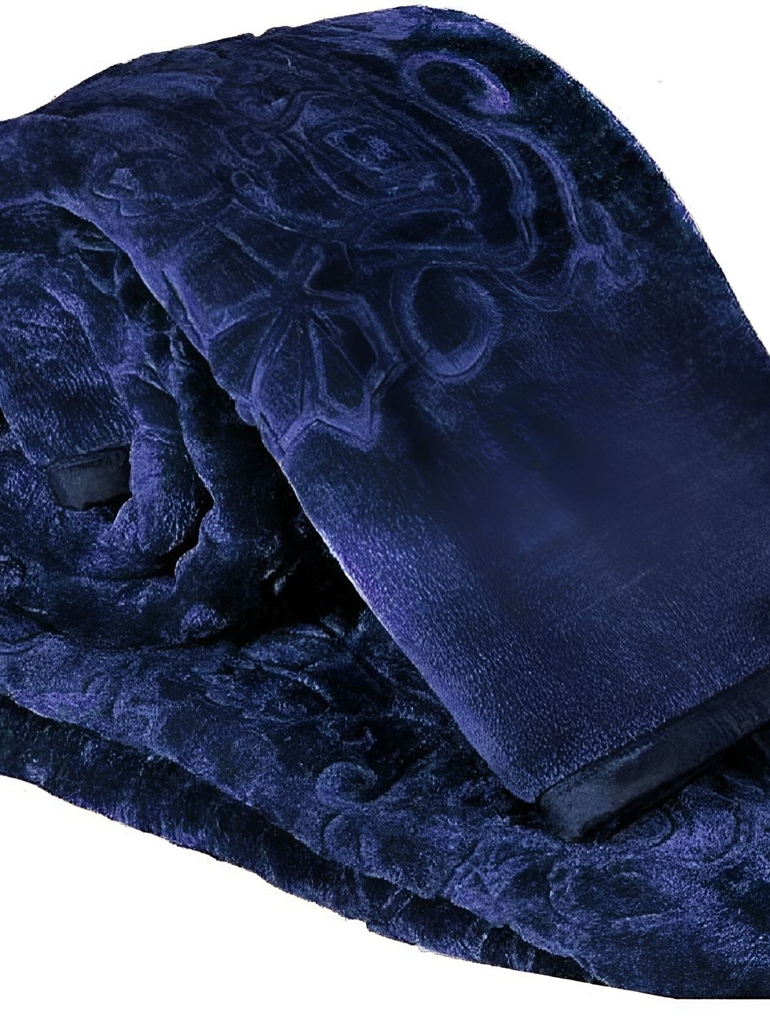 Comfowell Navy Blue Floral Fur Heavy Winter 500 GSM Single Bed Blanket