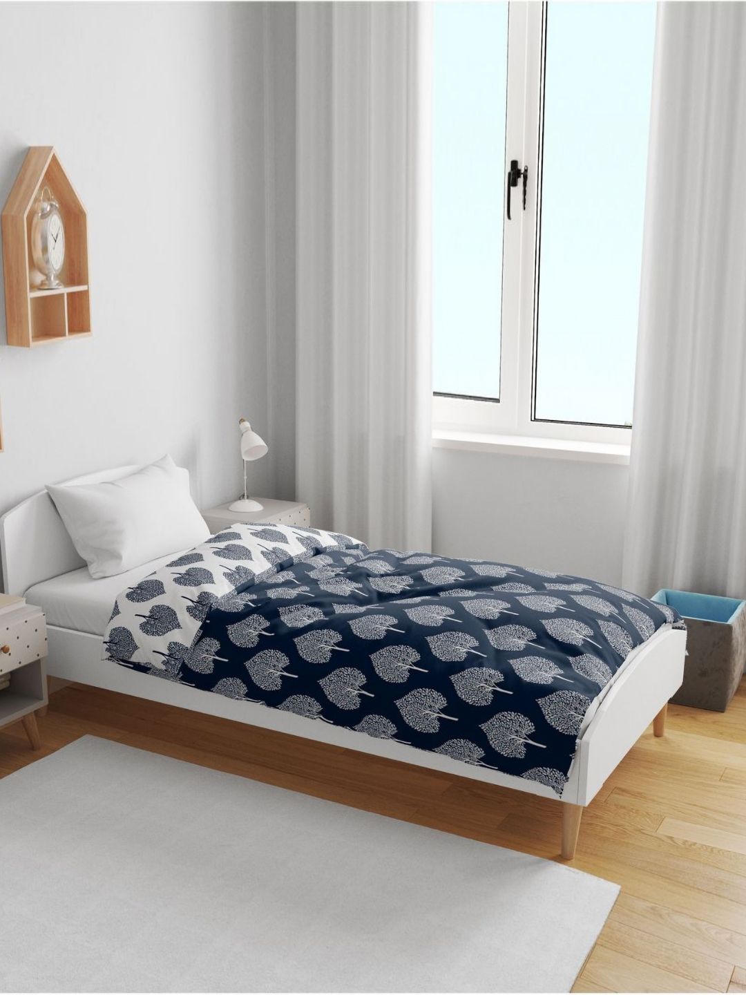 Divine Casa Clematis Blue Floral Microfiber AC Room 120 GSM Single Kids Dohar Blanket