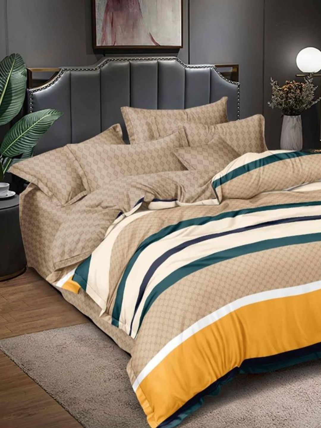 Buy RRC Brown & Blue Geometric Microfiber Mild Winter 200 GSM Double Bed Comforter -  - Home for Unisex