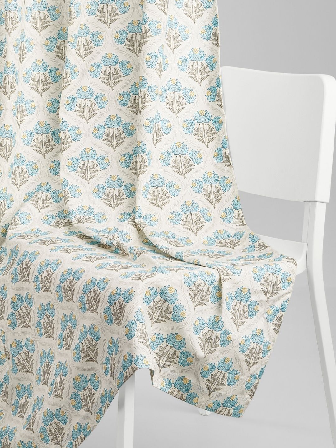 Buy Haus & Kinder Blue & White Set Of 2 Floral Room Darkening Door Curtain -  - Home for Unisex