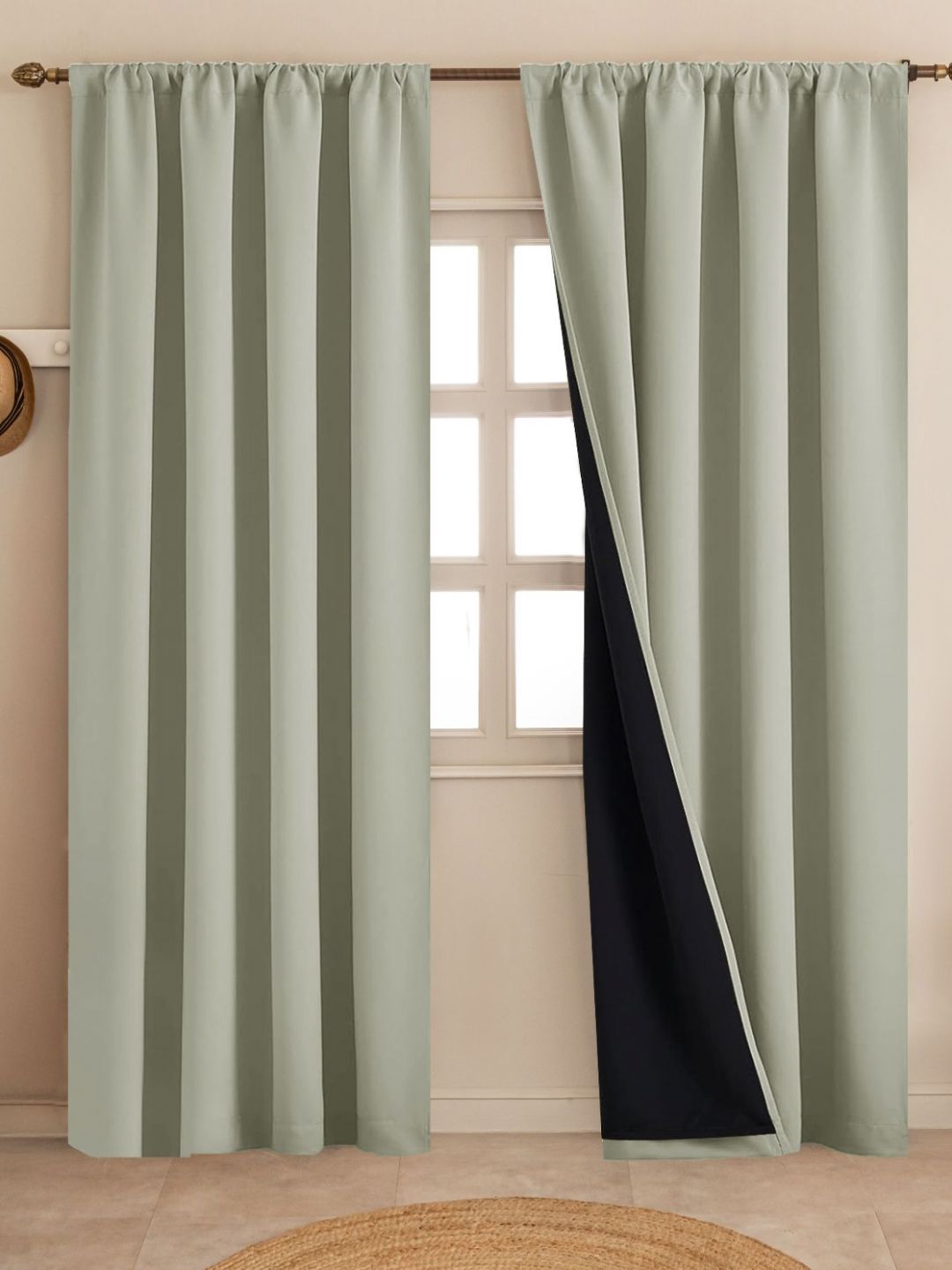 Buy HOMEMONDE Off White 2 Pieces Blackout Long Door Rod Pocket Curtains -  - Home for Unisex