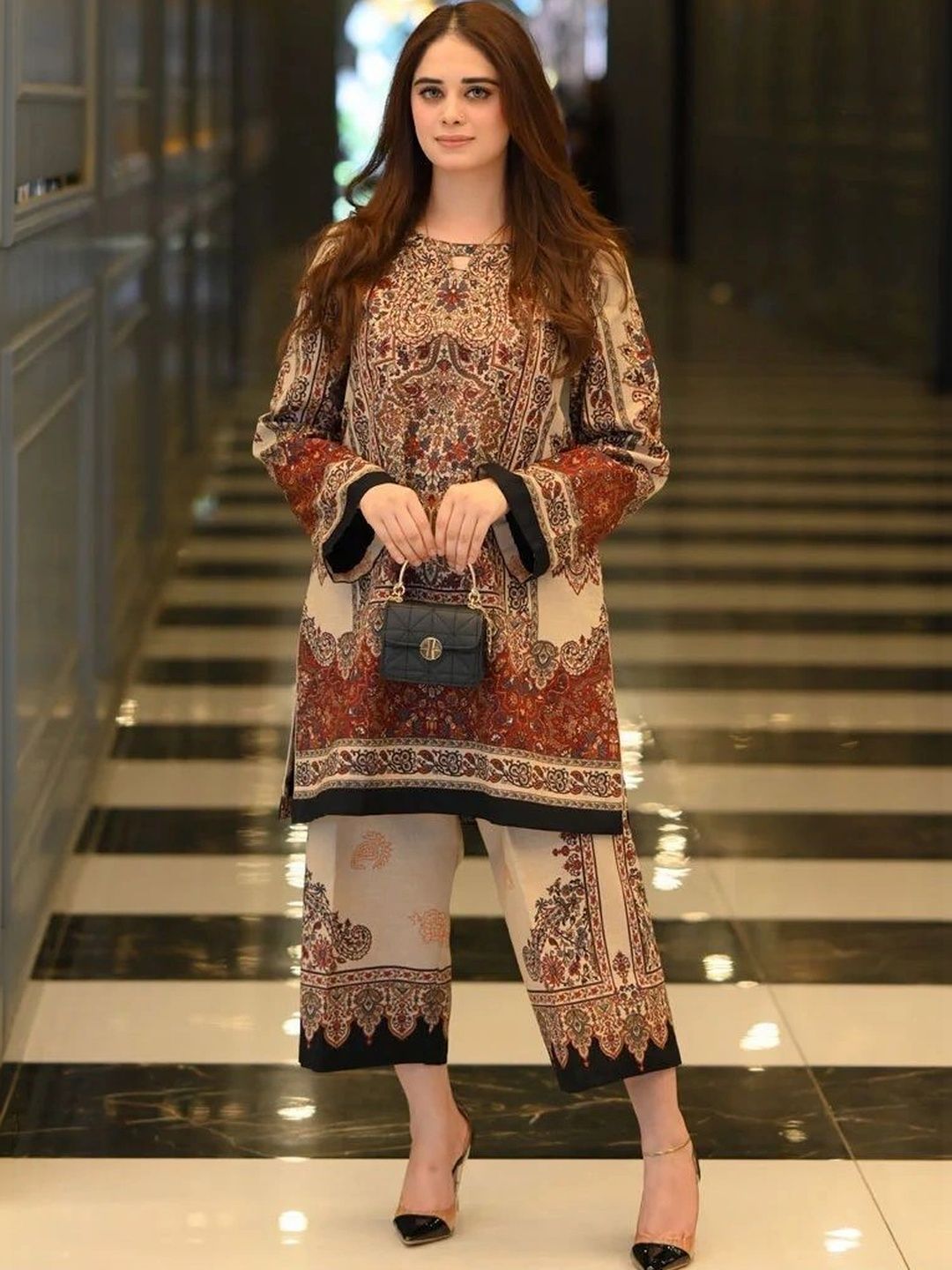 BE IN TEXO FAB Women Ethnic Motifs Printed Regular Kurta with Palazzos