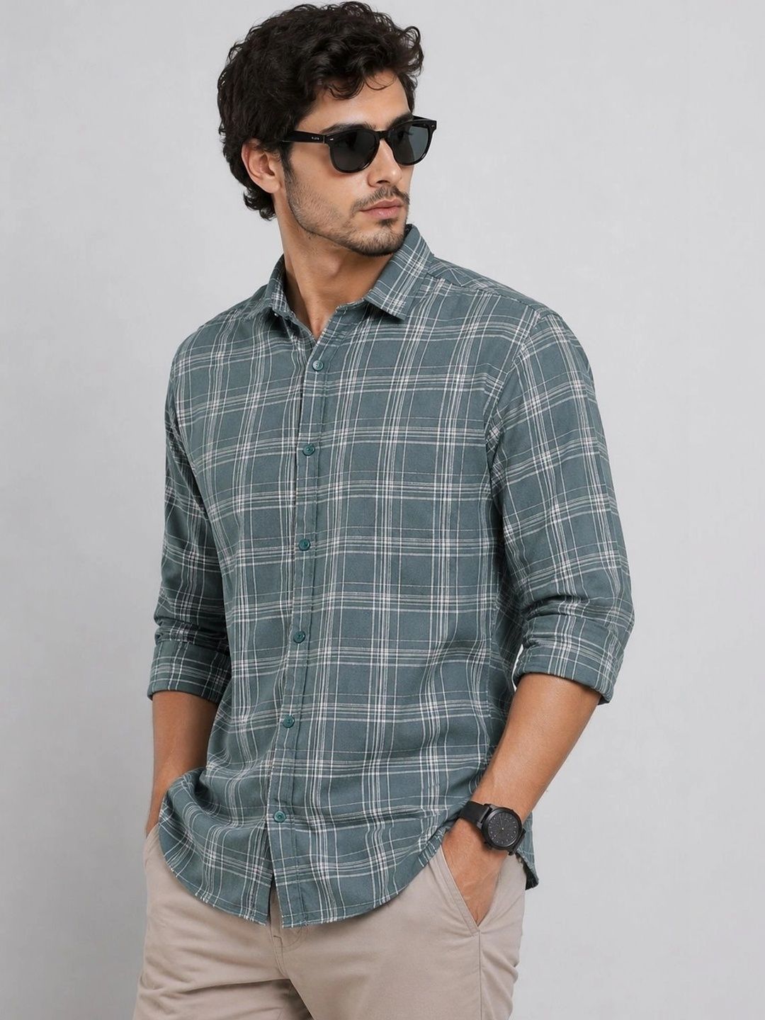 XENOR Men Slim Fit Checked Casual Shirt