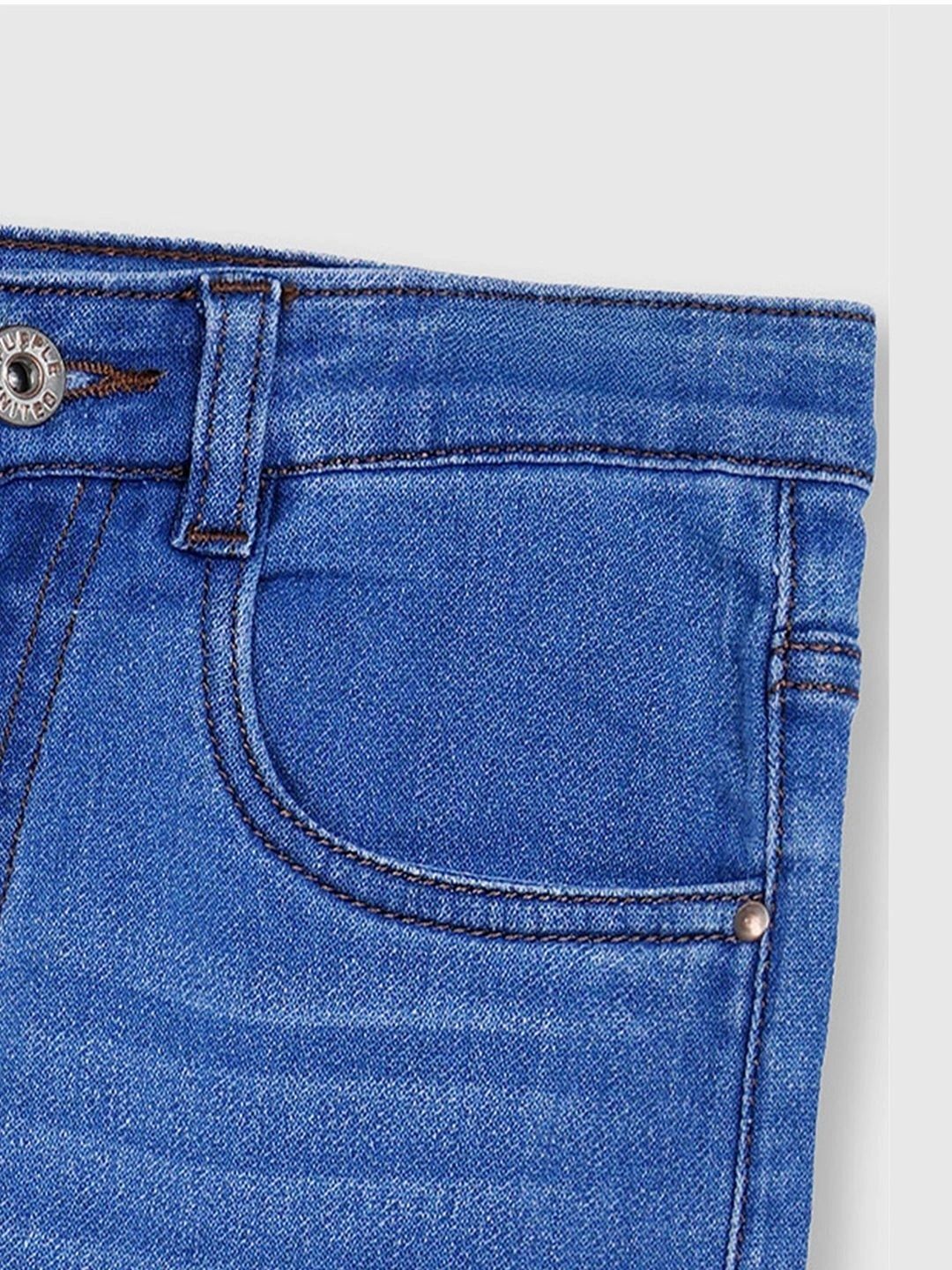 Girls Blue Cotton Relaxed Wide Leg Classic Pocket Comfort Denim Jeans 6