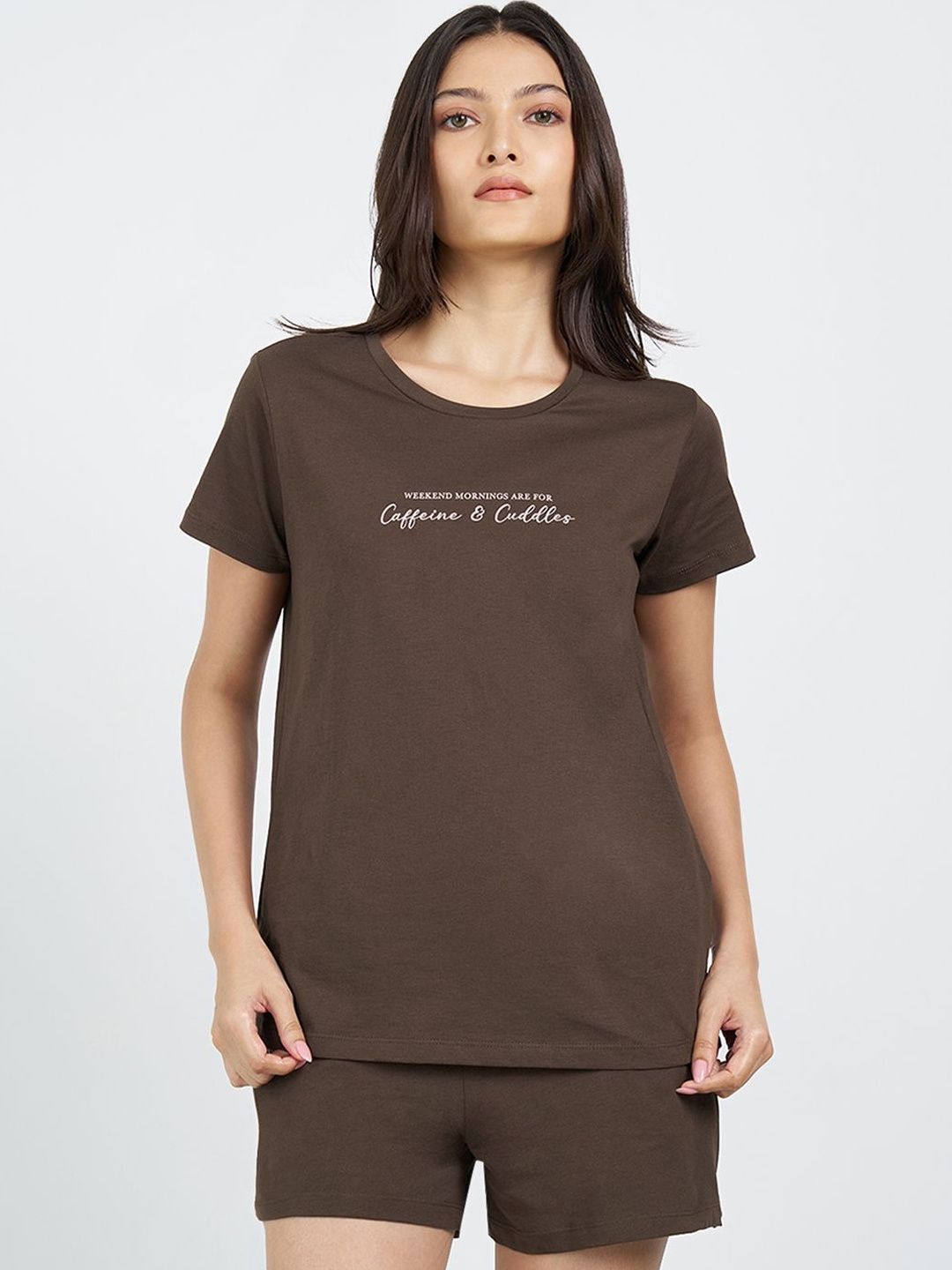 Dreamz by Pantaloons Printed Cotton Round Neck Regular Lounge Tshirts