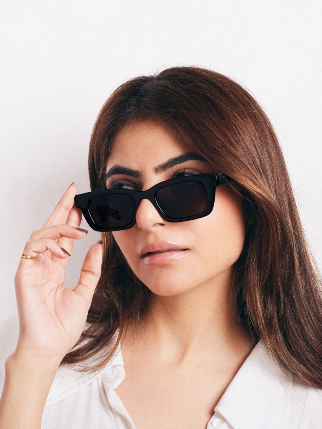 SALTY Women Statement Rectangular Black UV Protection Sunglasses SG0036-BK-BK
