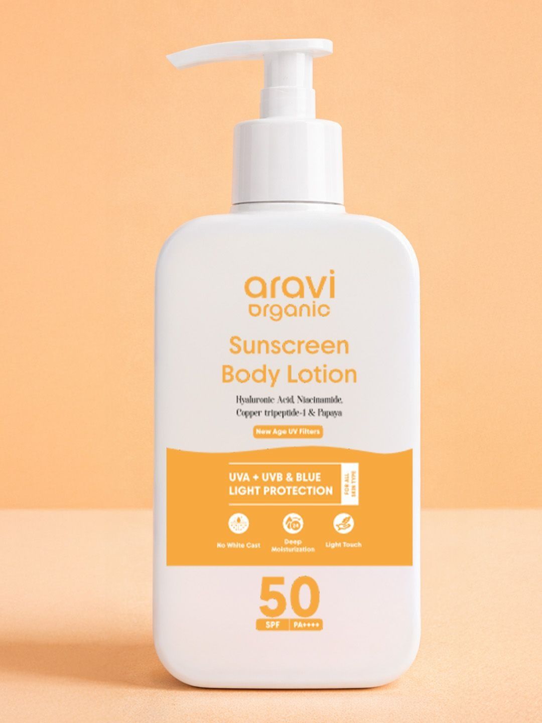 Aravi Organic Oil-Free SPF 50 Sunscreen Body Lotion PA++++ & In-vivo Tested - 100ml