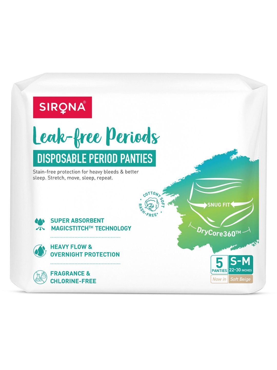 Sirona Super Absorbent 360 Degree Protection Disposable Period Panties S-M - 5 Pcs
