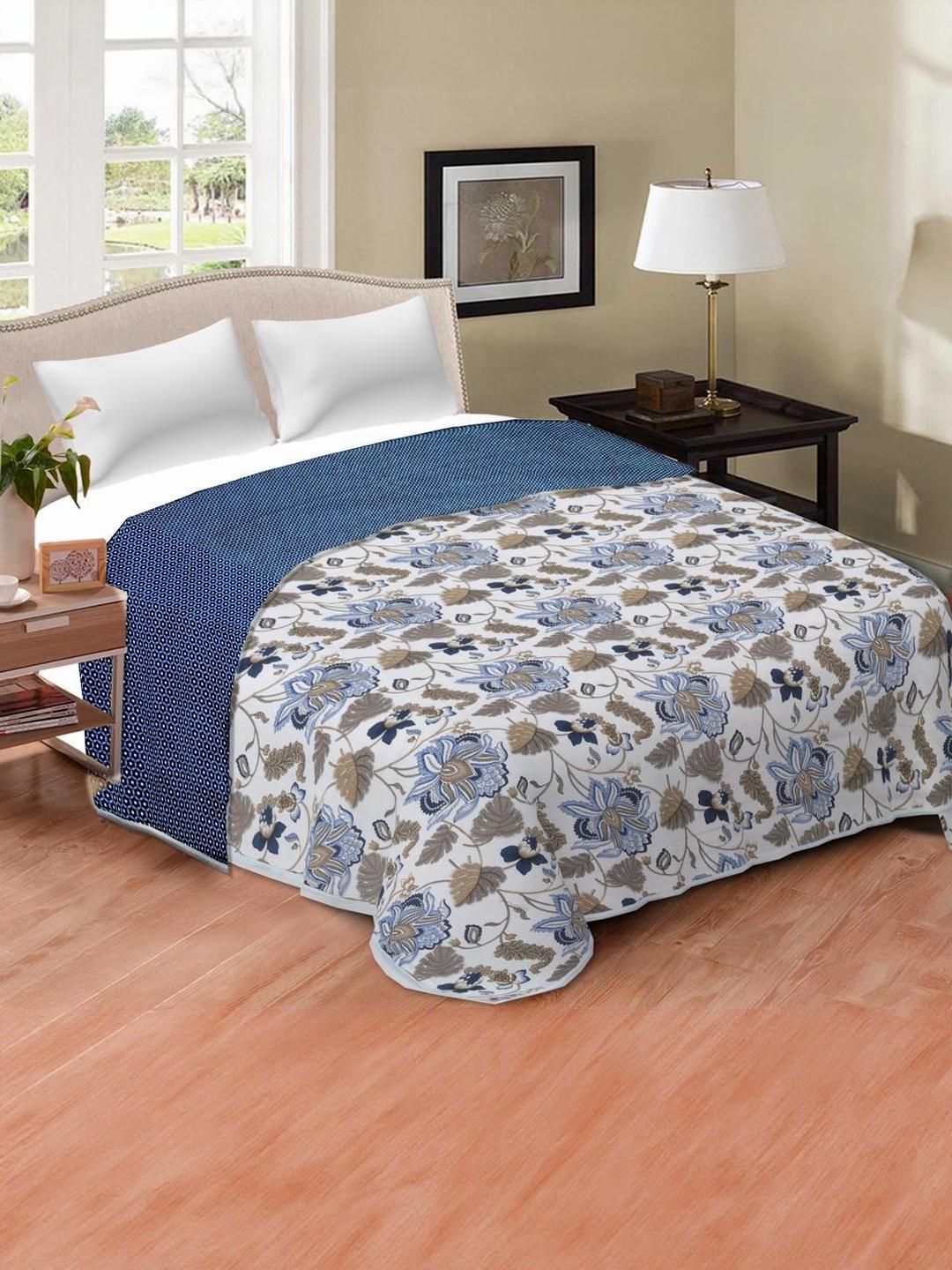 Anadhika Blue Floral AC Room Single Bed Dohar