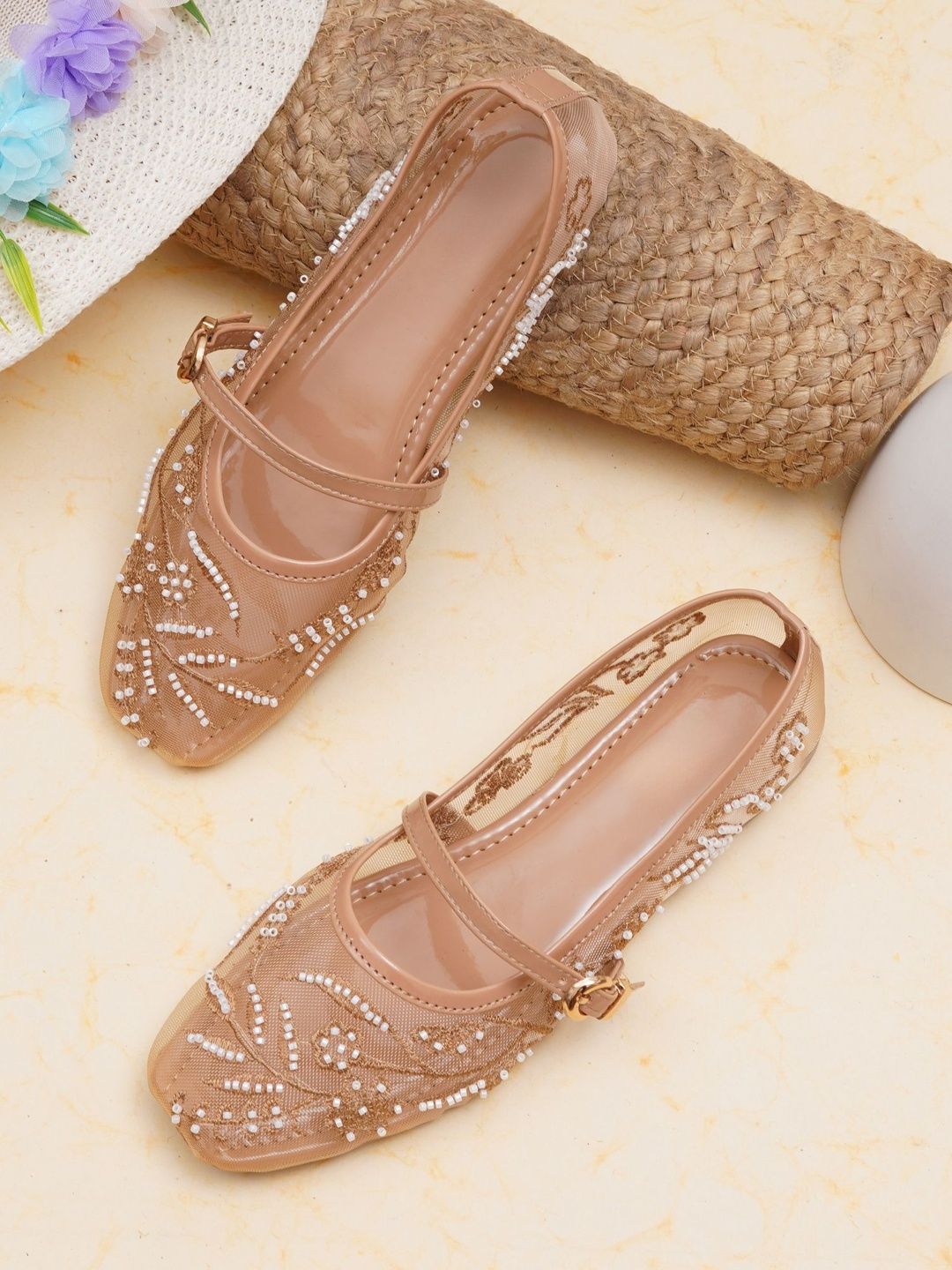 Buy Try Me Embellished Square Toe Buckle Ballerinas -  - Footwear for Women